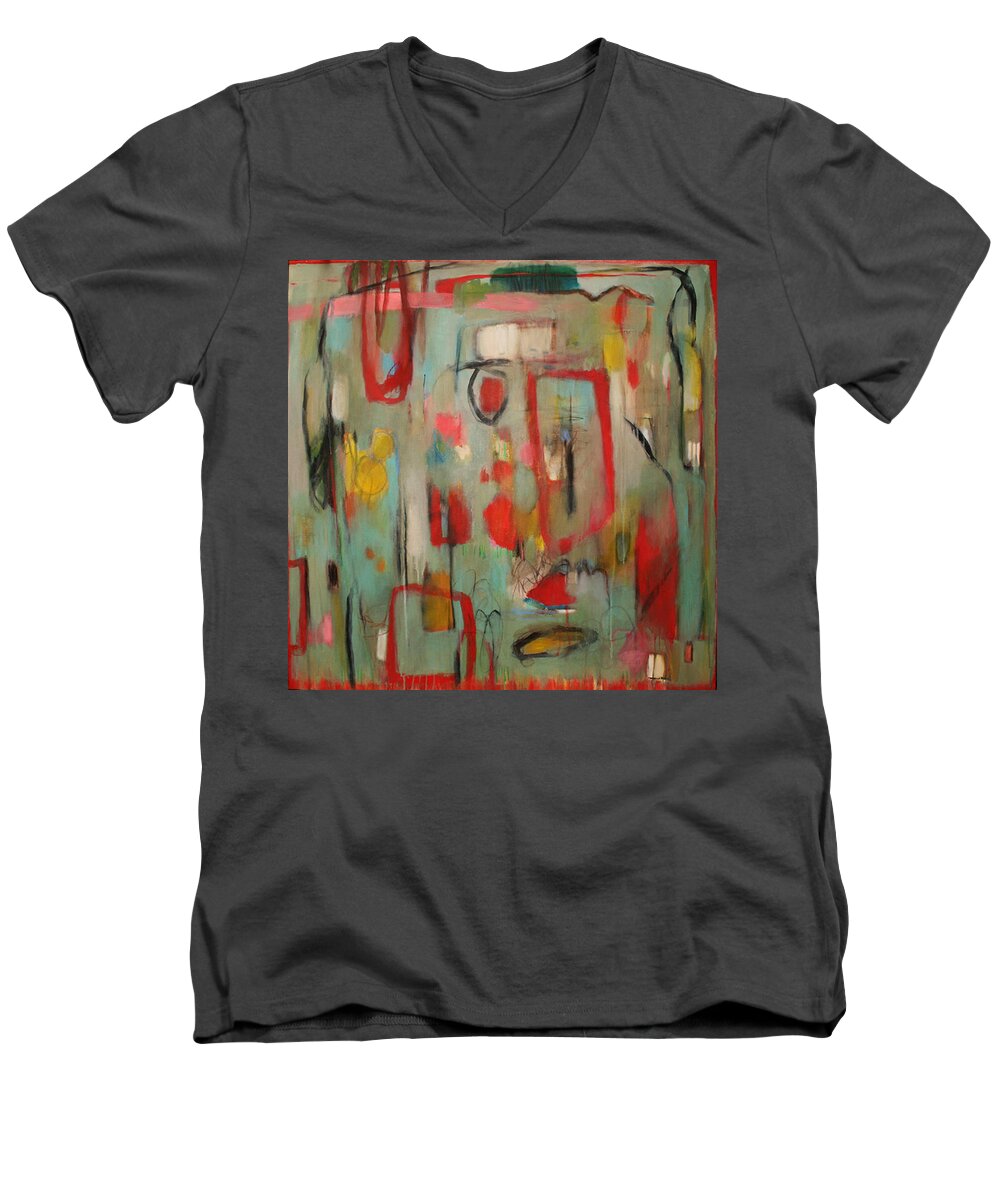 Abstract Men's V-Neck T-Shirt featuring the painting Passage by Janet Zoya