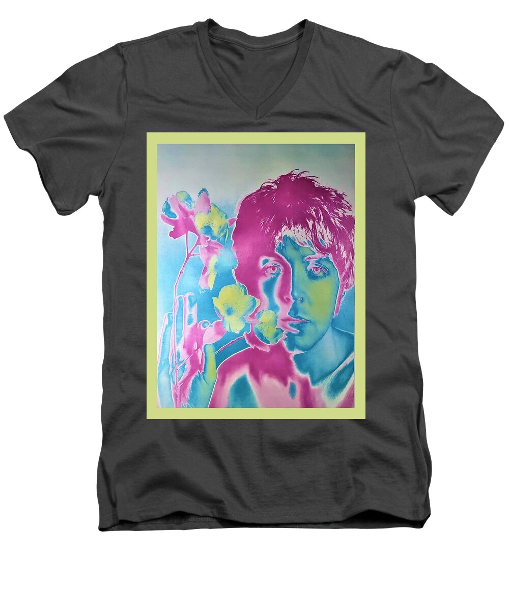 George Harrison Men's V-Neck T-Shirt featuring the photograph PAUL McCARTNEY by Rob Hans