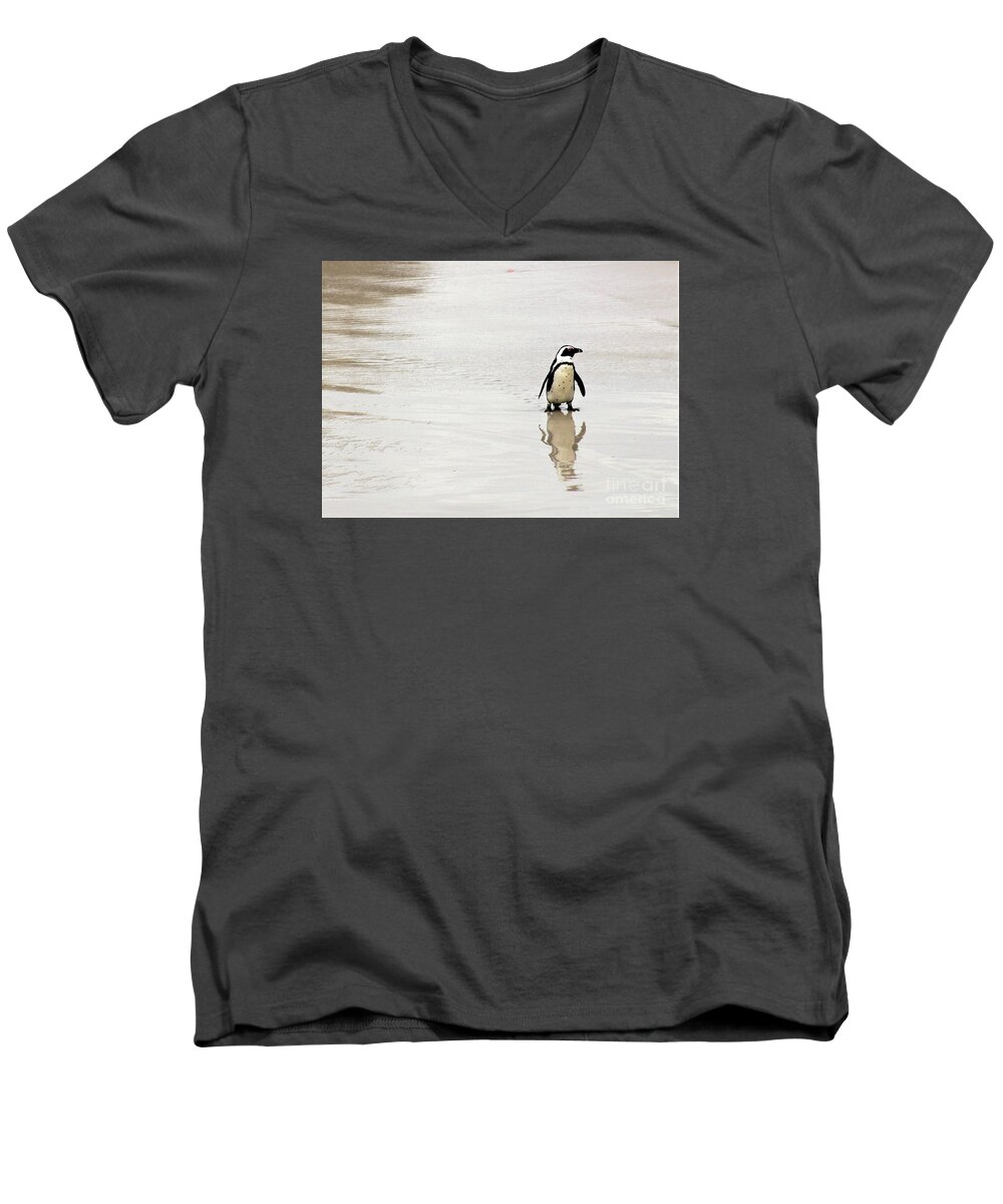 Penguin Men's V-Neck T-Shirt featuring the photograph Penguin by FD Graham