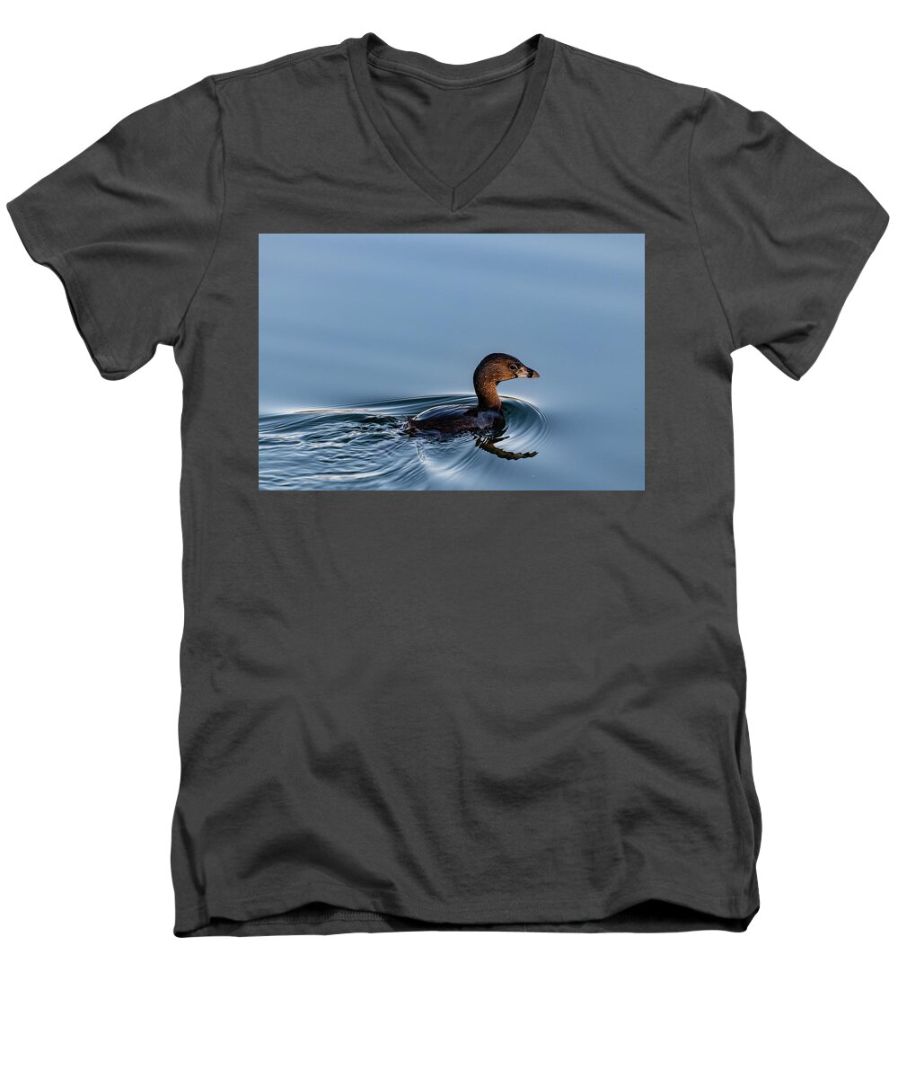 Bird Men's V-Neck T-Shirt featuring the photograph Pied-billed Grebe by Douglas Killourie