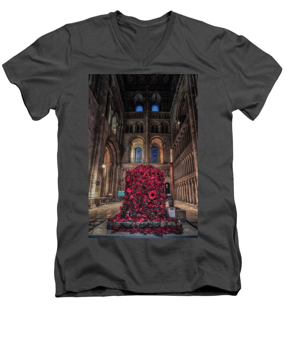 100 Men's V-Neck T-Shirt featuring the photograph Poppy Display at Ely Cathedral by James Billings
