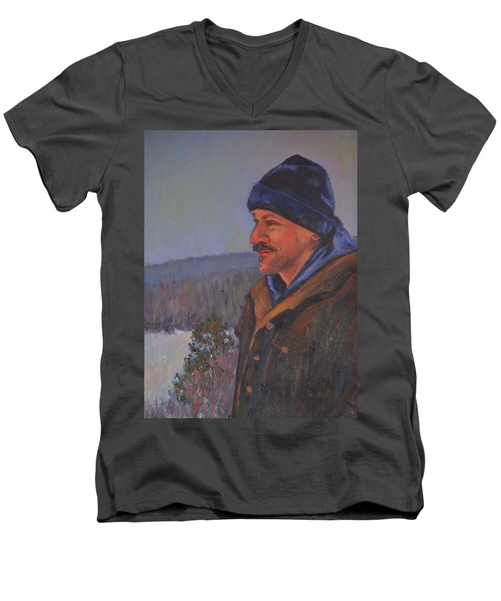 Portrait Men's V-Neck T-Shirt featuring the painting Portrait of Randy by Beth Riso