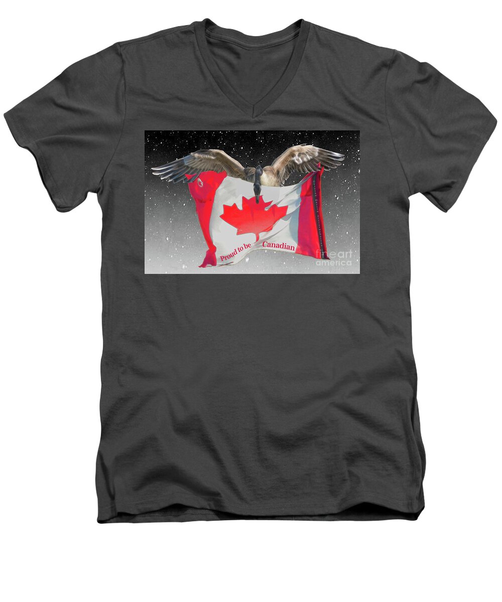 Flag Men's V-Neck T-Shirt featuring the photograph Proud To Be Canadian by Vivian Martin