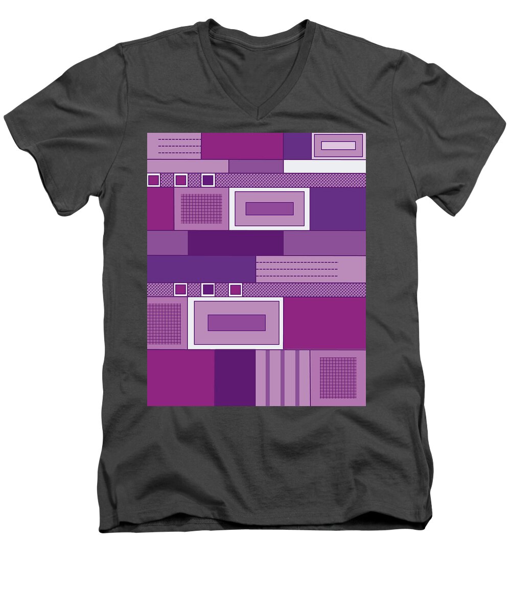 Mid-century Men's V-Neck T-Shirt featuring the digital art Purple Time by Tara Hutton
