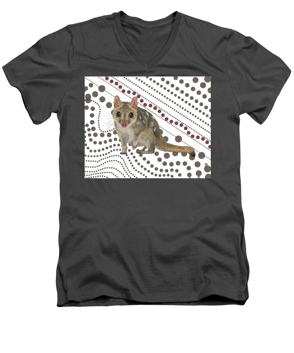 Q Is For Quoll Men's V-Neck T-Shirt featuring the drawing Q is for Quoll by Joan Stratton