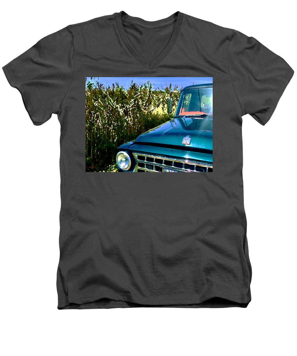 Truck Men's V-Neck T-Shirt featuring the photograph International Reflections by Tom Johnson