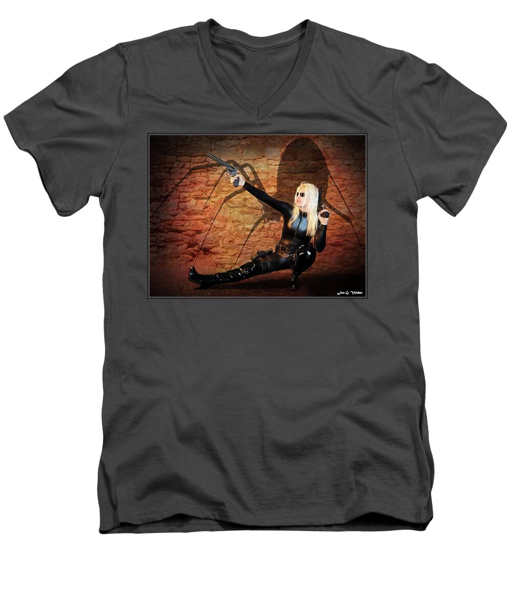 Black Men's V-Neck T-Shirt featuring the photograph Rise Of The Black Widow by Jon Volden