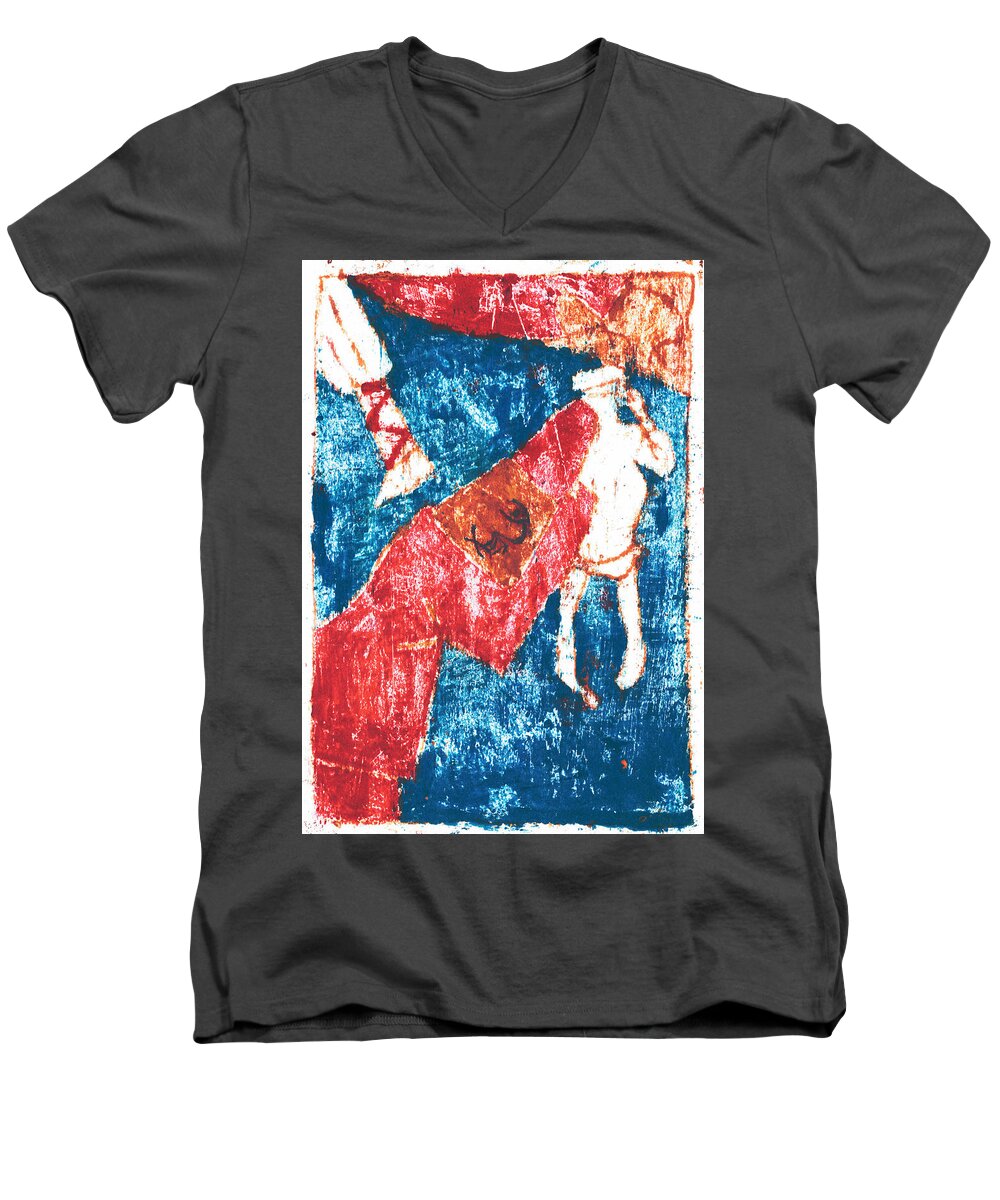 Stravinksy Men's V-Neck T-Shirt featuring the painting Rite of Spring 10 by Edgeworth Johnstone