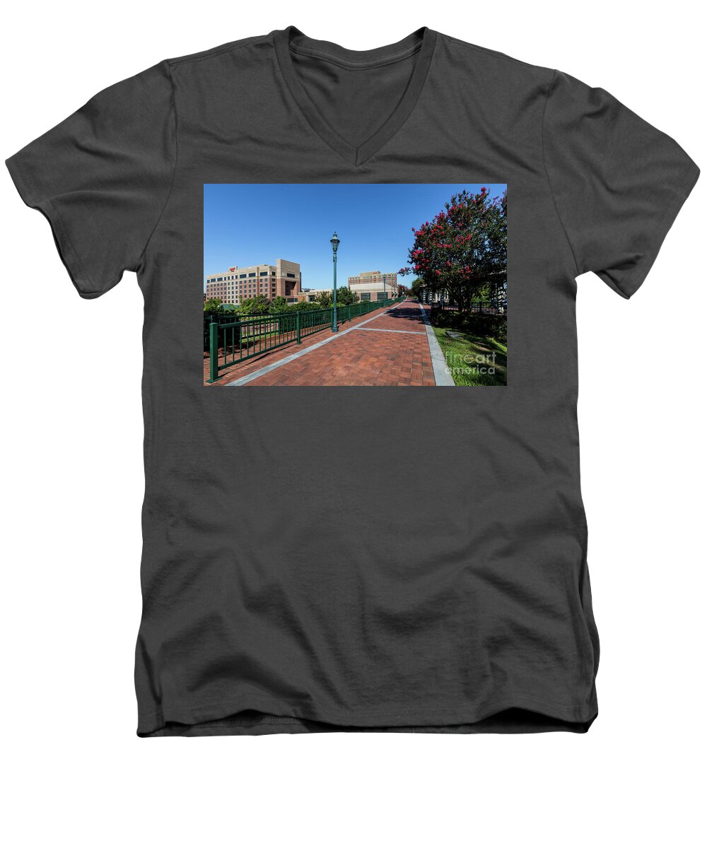 Riverwalk Downtown Augusta Ga Men's V-Neck T-Shirt featuring the photograph Riverwalk Downtown Augusta GA by Sanjeev Singhal