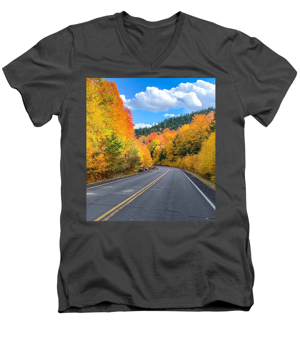  Men's V-Neck T-Shirt featuring the photograph Road up Prospect by Kendall McKernon