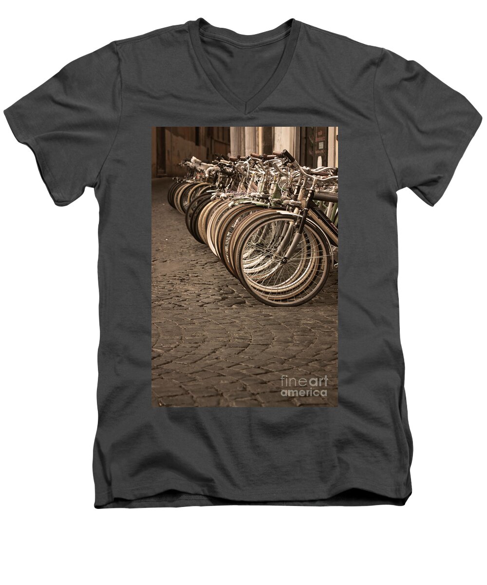Cobblestone Men's V-Neck T-Shirt featuring the photograph Rome Street Photo by Stefano Senise