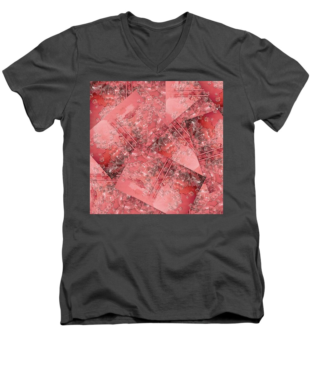 Downloadable Art Men's V-Neck T-Shirt featuring the mixed media Russet Bubbles by Paula Ayers