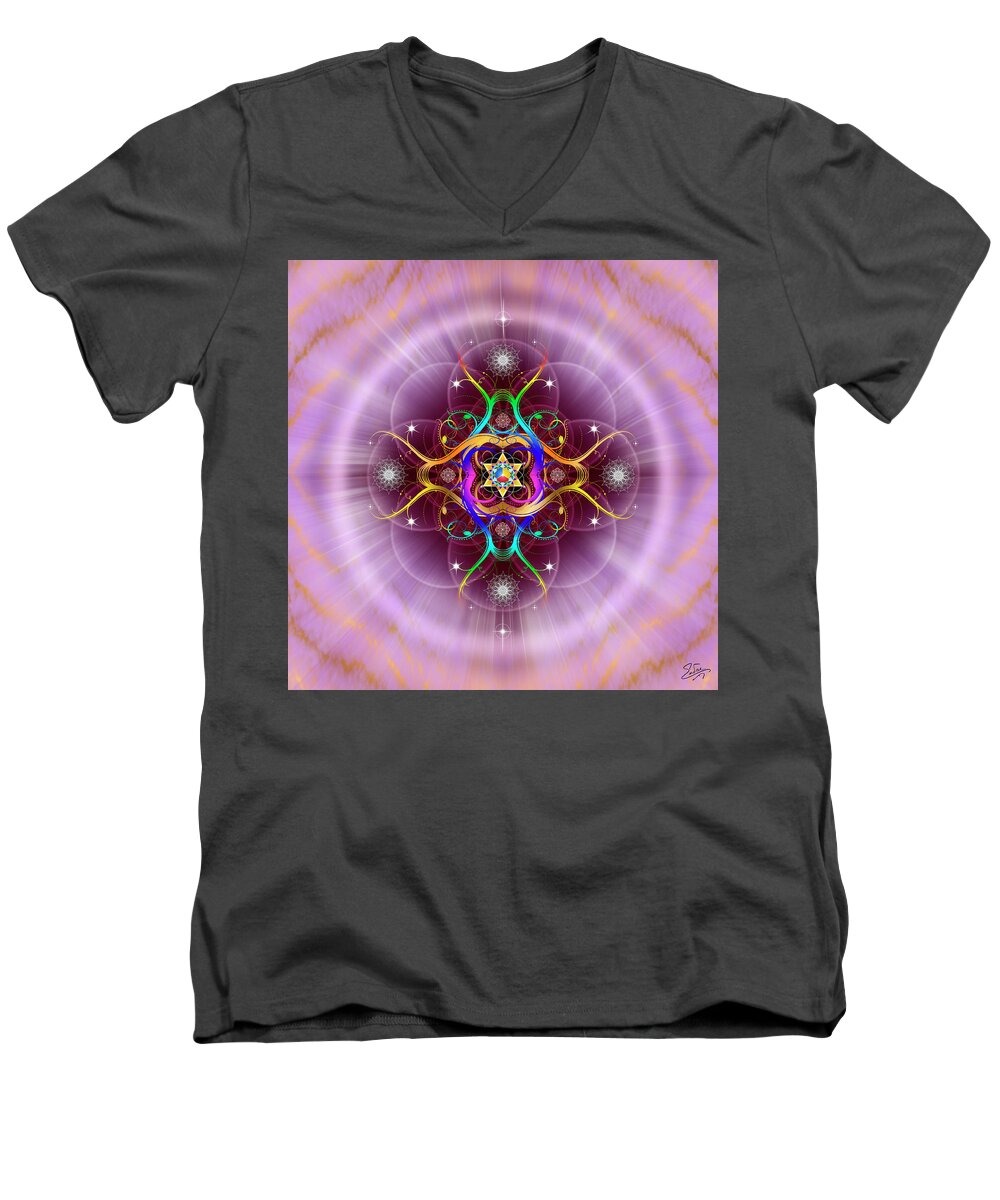 Endre Men's V-Neck T-Shirt featuring the digital art Sacred Geometry 757 by Endre Balogh