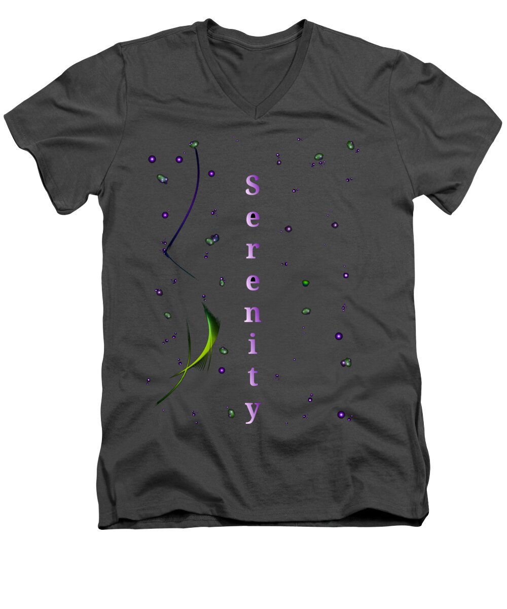 Serenity Men's V-Neck T-Shirt featuring the digital art Serenity Among The Stars by Rachel Hannah