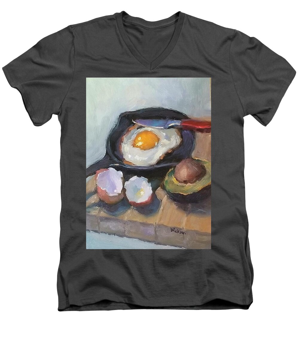 Impressionism Men's V-Neck T-Shirt featuring the painting Skillet breakfast by Jeff Dickson