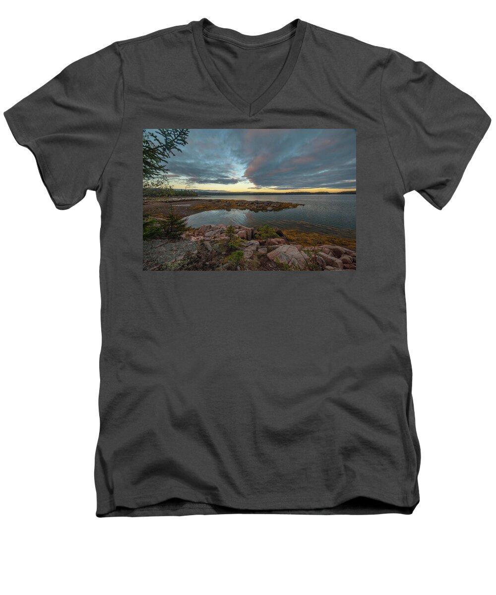 Somes Sound Sunset Men's V-Neck T-Shirt featuring the photograph Somes Sound Sunset by Rick Hartigan