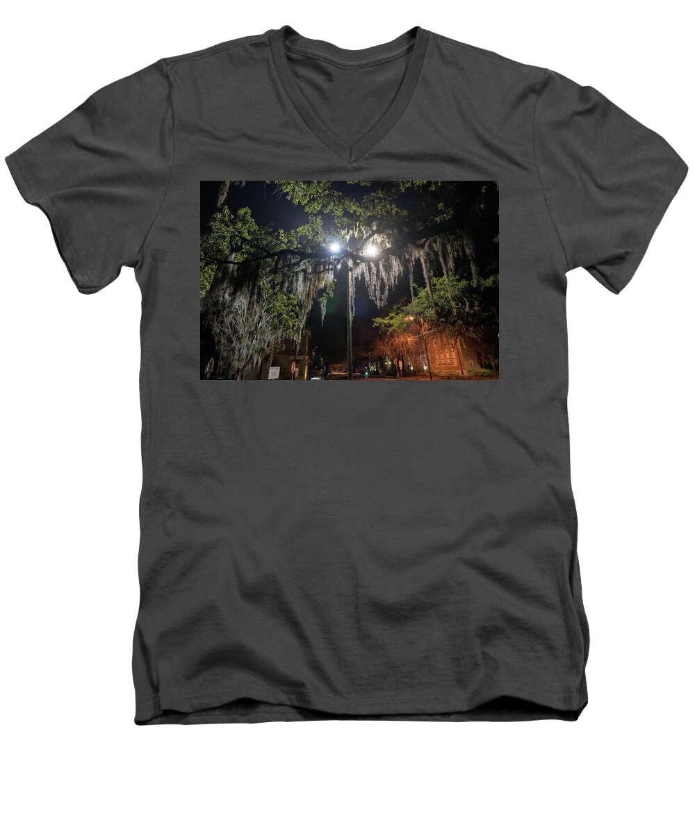 Spanish Moss Men's V-Neck T-Shirt featuring the photograph Spanish Moss in Savannah by Doug Ash