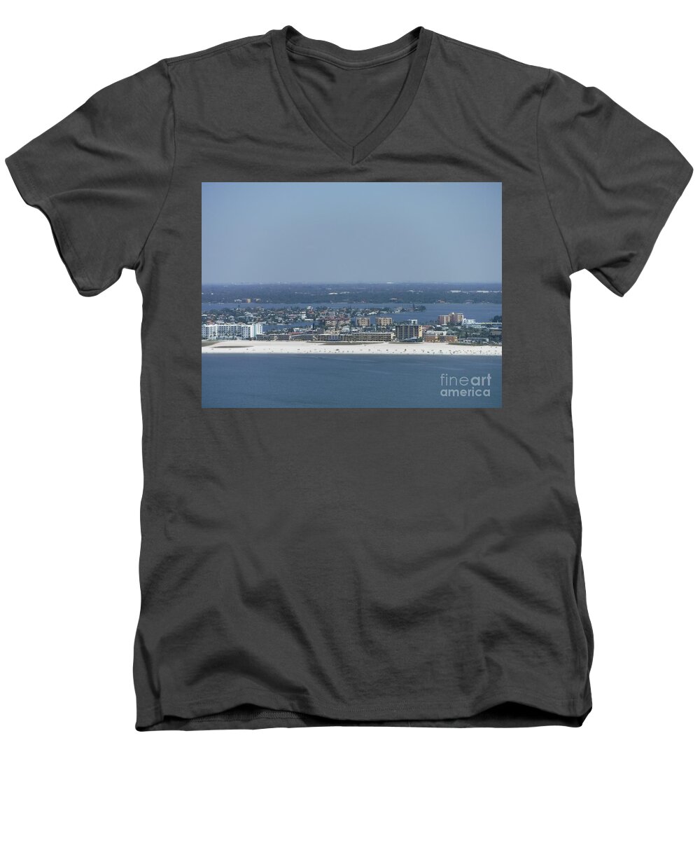 St. Petersburgh Fl Beach From The Sky Men's V-Neck T-Shirt featuring the photograph St. Petersburgh Fl. Beach From The Sky by Barbra Telfer