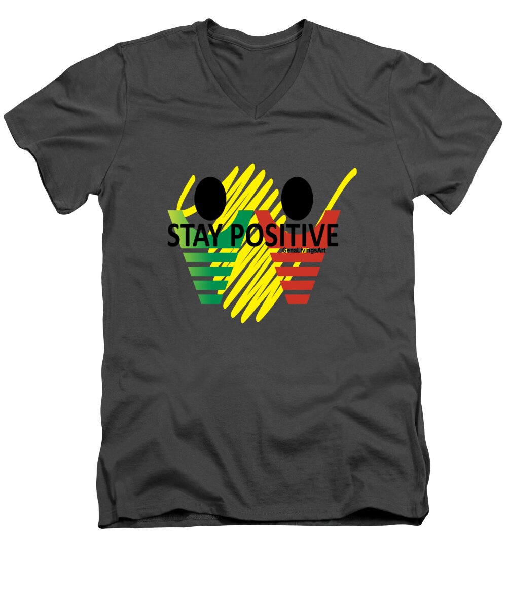  Men's V-Neck T-Shirt featuring the digital art Stay Positive by Gena Livings