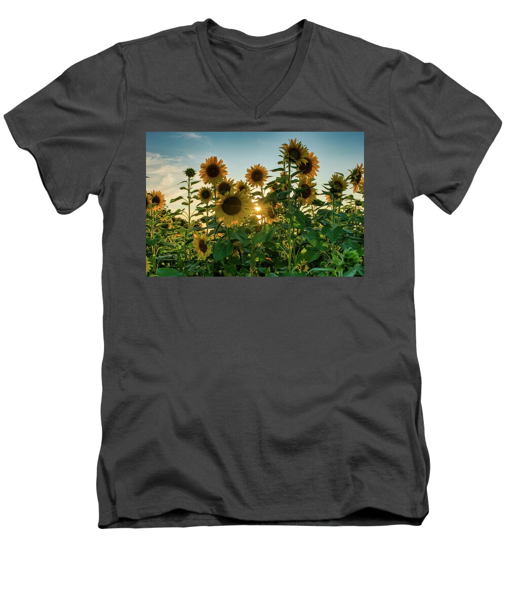 1088 Jesse Place Elmira Men's V-Neck T-Shirt featuring the photograph Sun and sunnflowers by Nick Mares