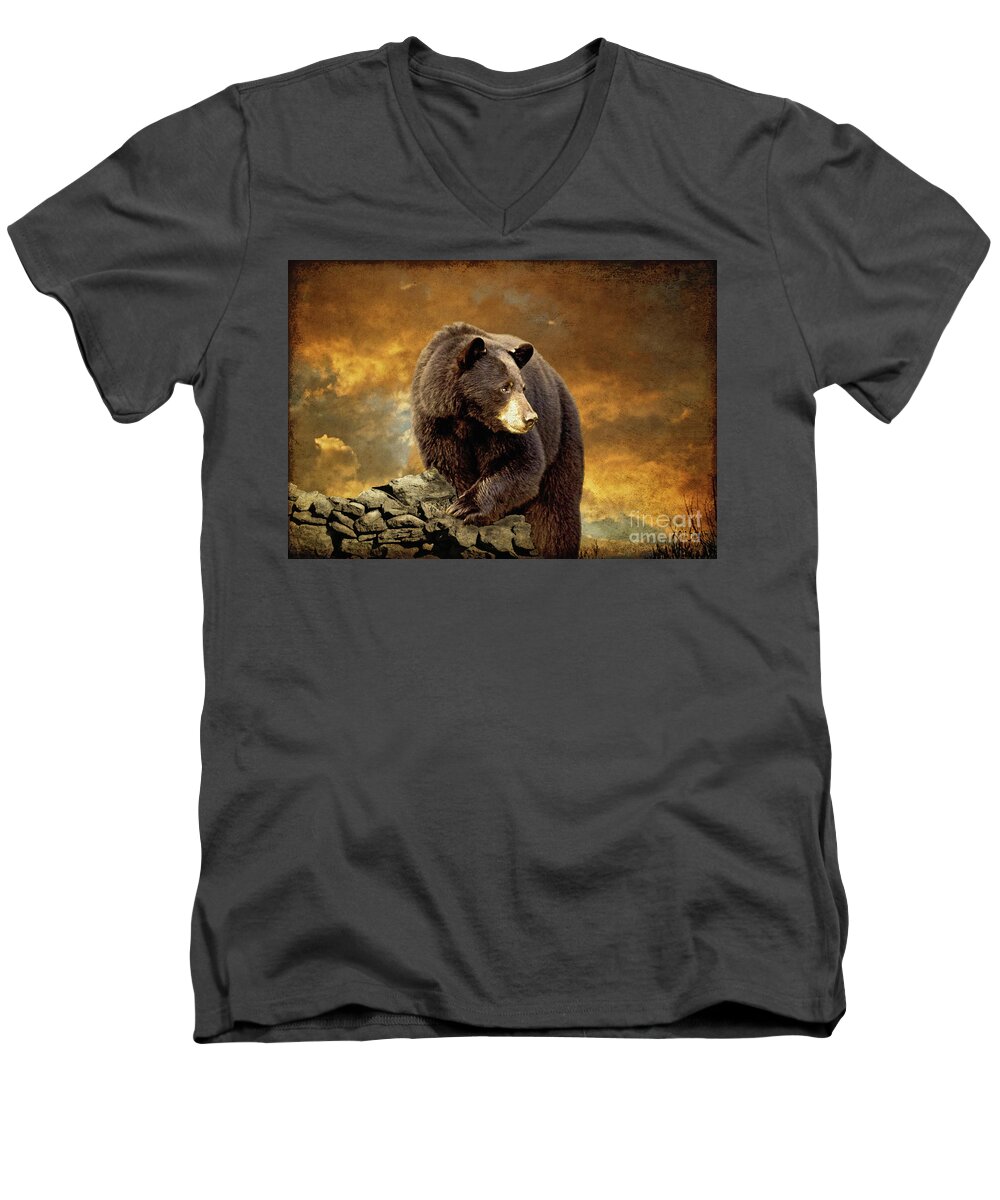 Bear Men's V-Neck T-Shirt featuring the photograph The Bear Went Over The Mountain by Lois Bryan