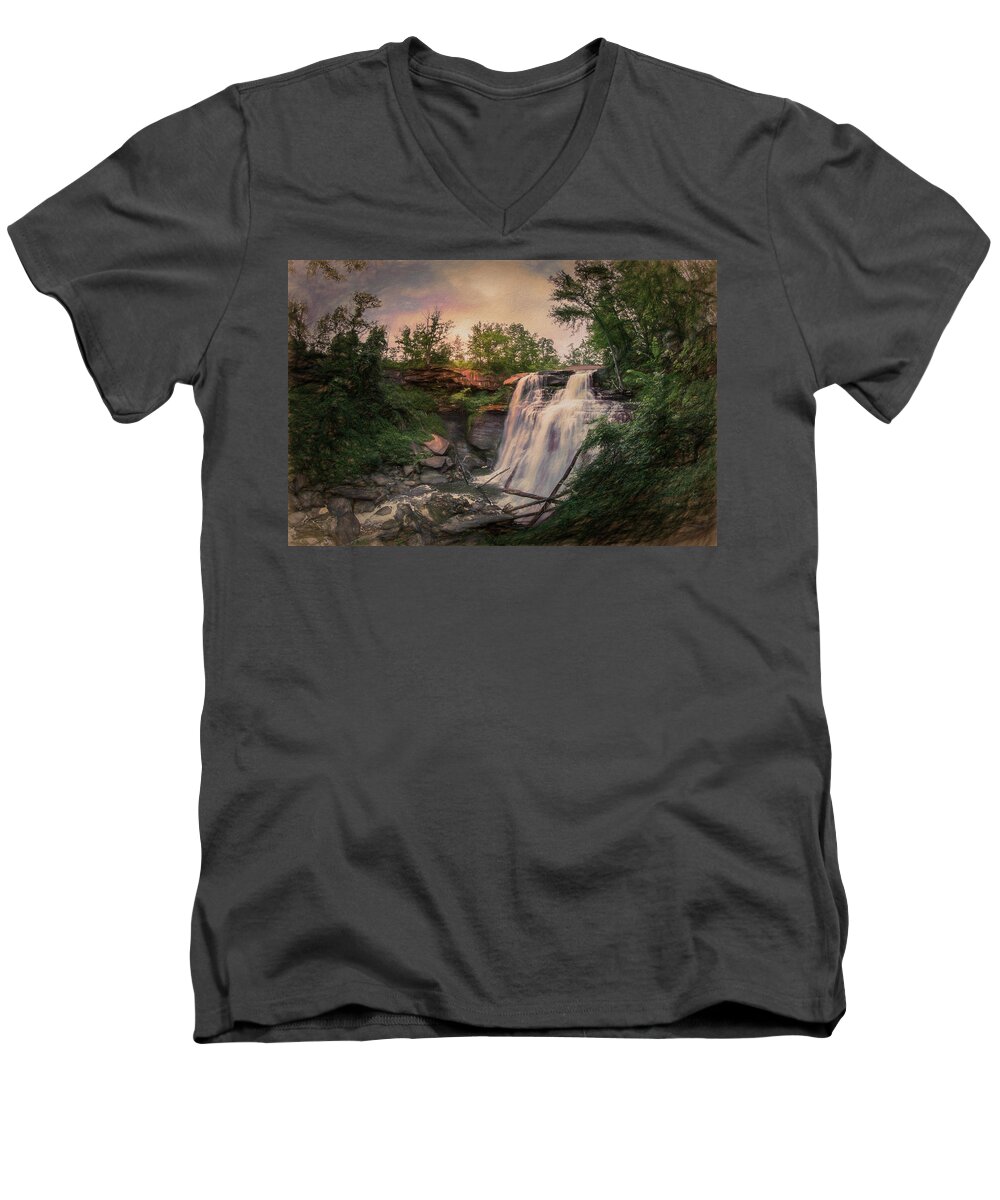 Falls Men's V-Neck T-Shirt featuring the photograph The Falls by Pheasant Run Gallery