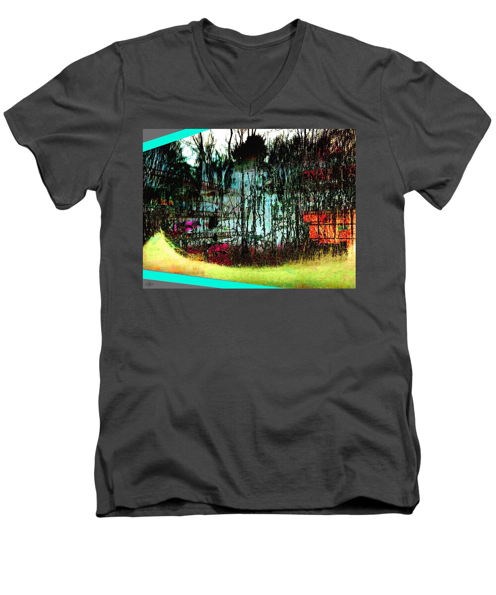 Abstract Men's V-Neck T-Shirt featuring the digital art The Other Side of Forever by Cliff Wilson
