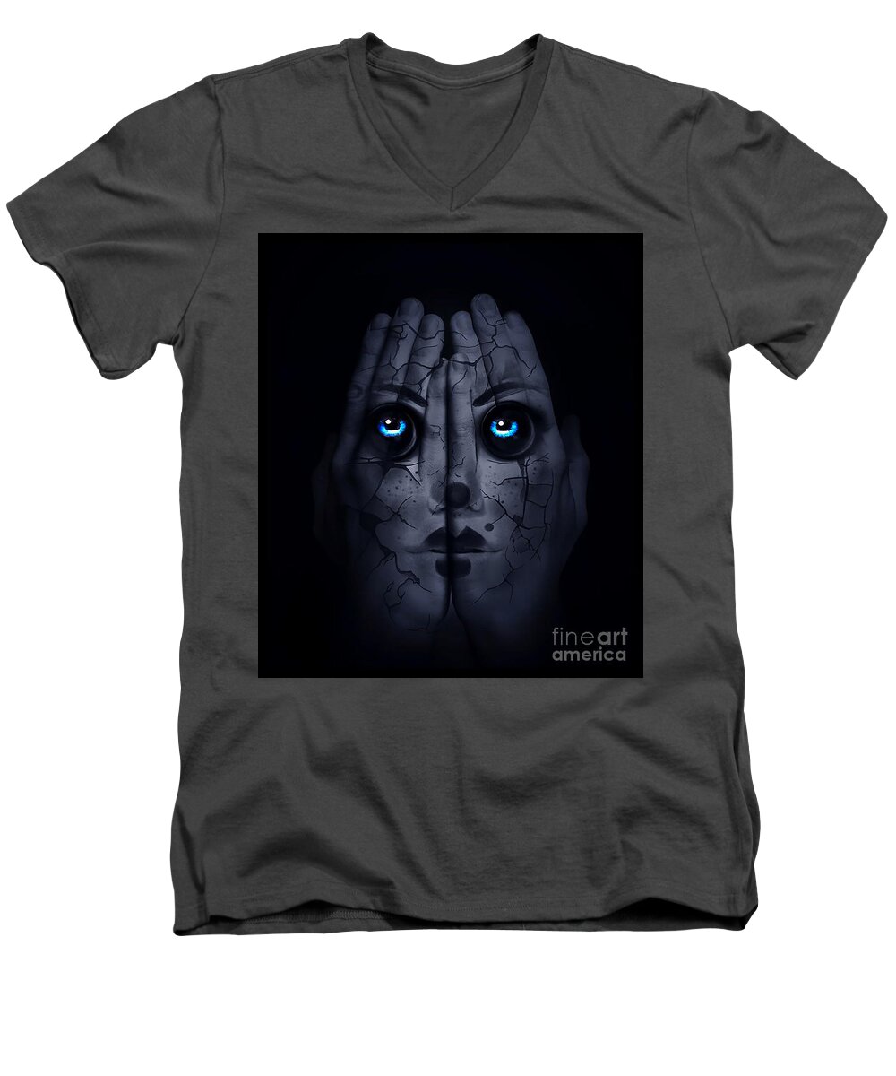 Halloween Men's V-Neck T-Shirt featuring the digital art The Return by Kathy Kelly
