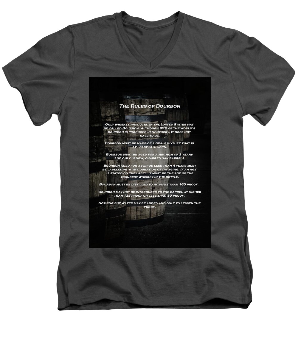 Bourbon Barrels Men's V-Neck T-Shirt featuring the photograph The Rules of Bourbon by Susan Rissi Tregoning