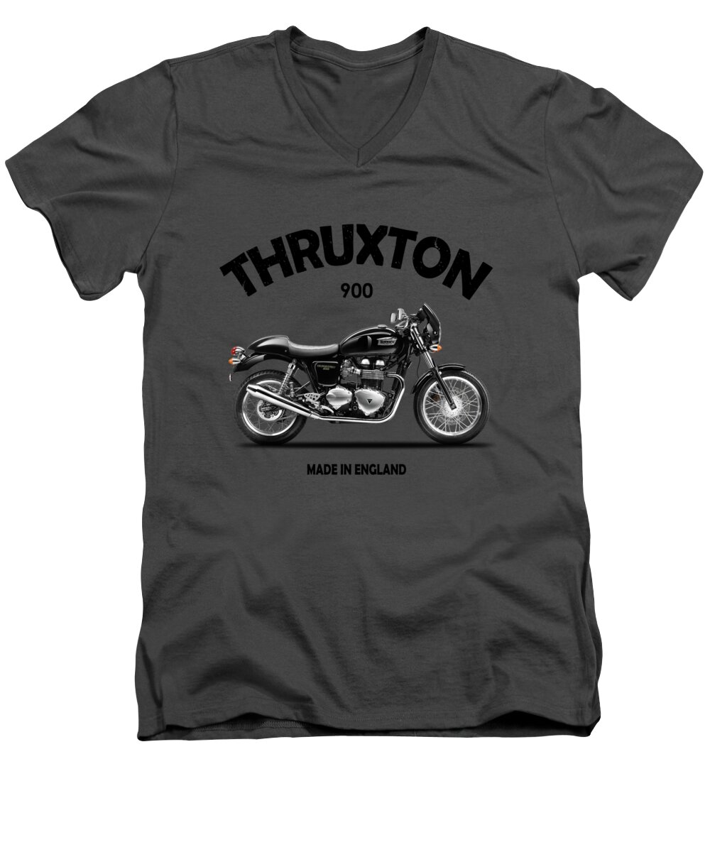 Triumph Thruxton 900 Men's V-Neck T-Shirt featuring the photograph Triumph Thruxton 900 by Mark Rogan