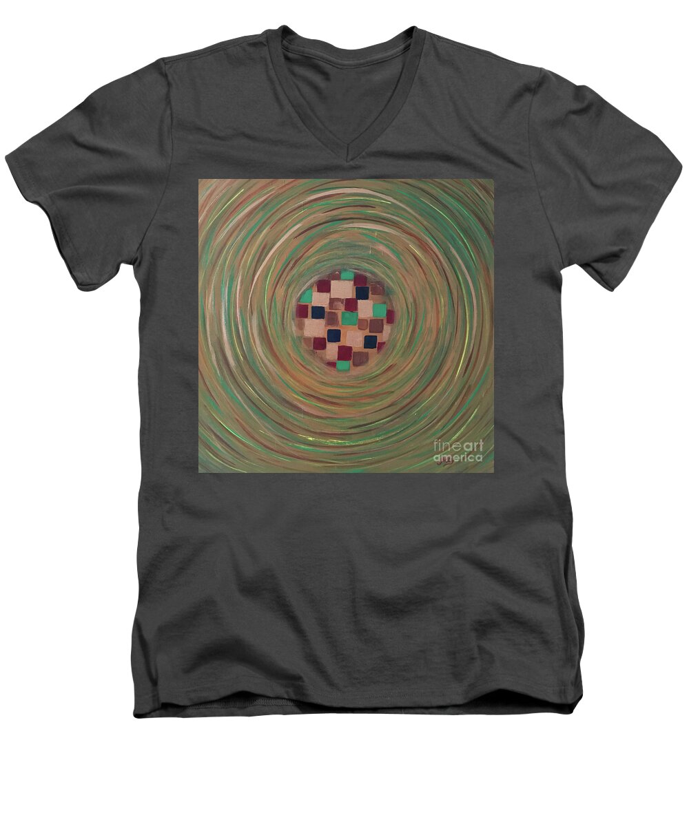 Abstract Men's V-Neck T-Shirt featuring the painting Tunnel Vision by Aicy Karbstein