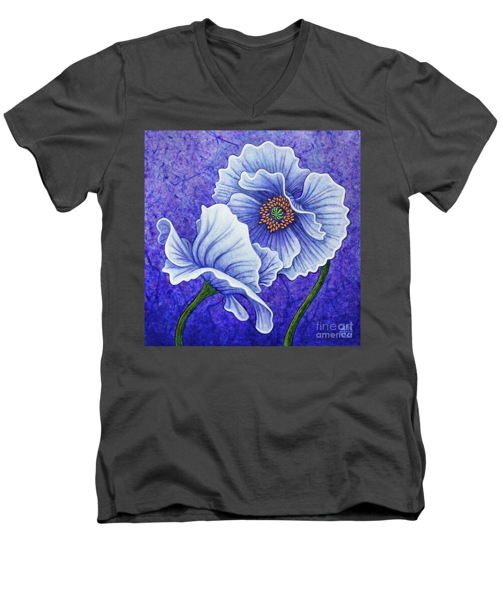 Poppy Men's V-Neck T-Shirt featuring the painting Twilight Surrender by Amy E Fraser