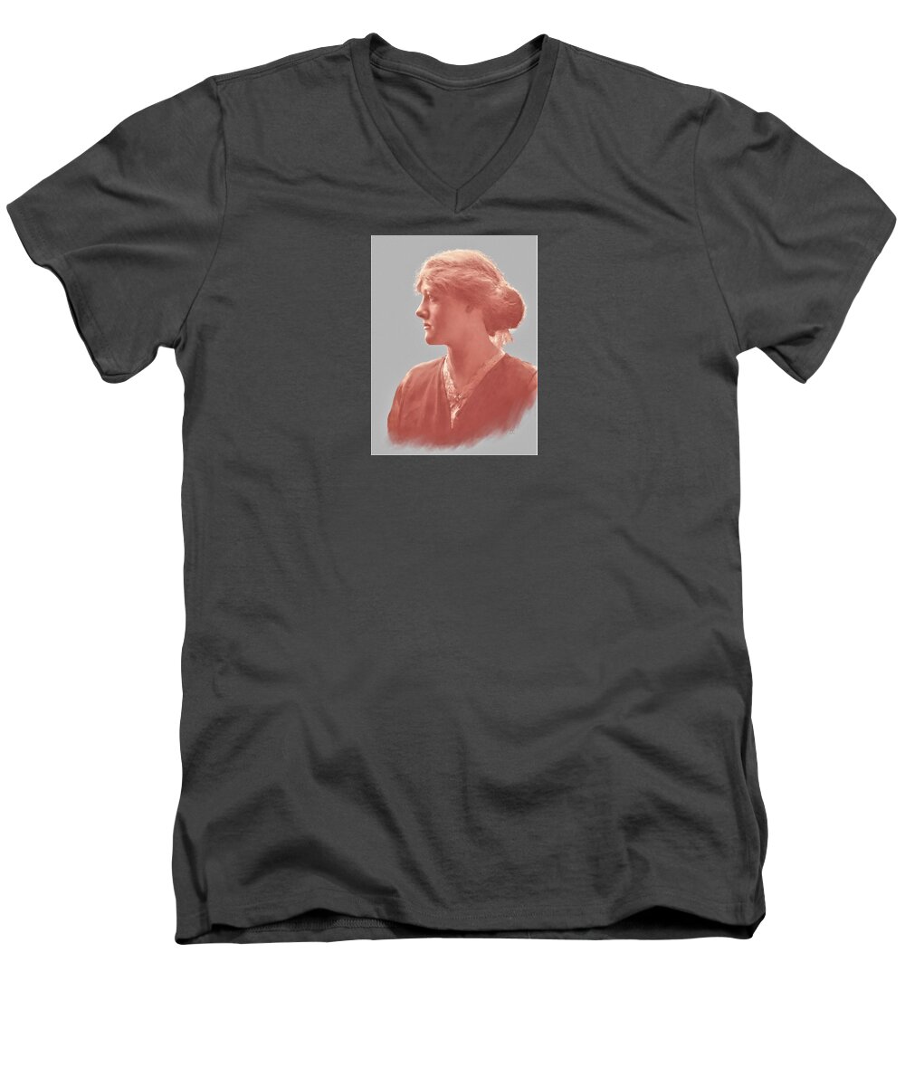 Portrait Men's V-Neck T-Shirt featuring the digital art Valentine in Sanguine by Diane Chandler