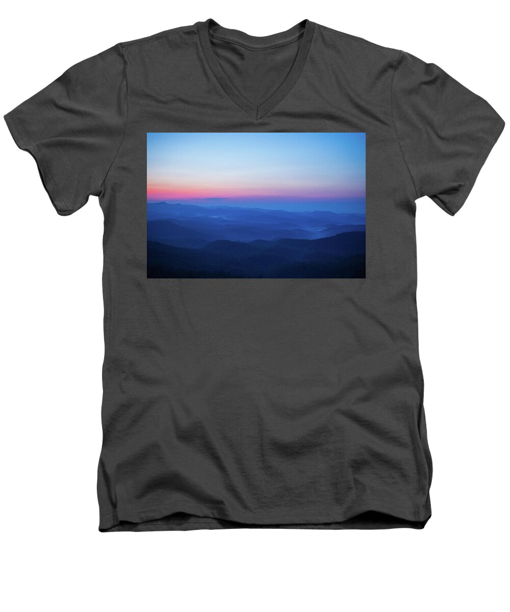 Sunrise Men's V-Neck T-Shirt featuring the photograph Waves of Blue by Mary Ann Artz