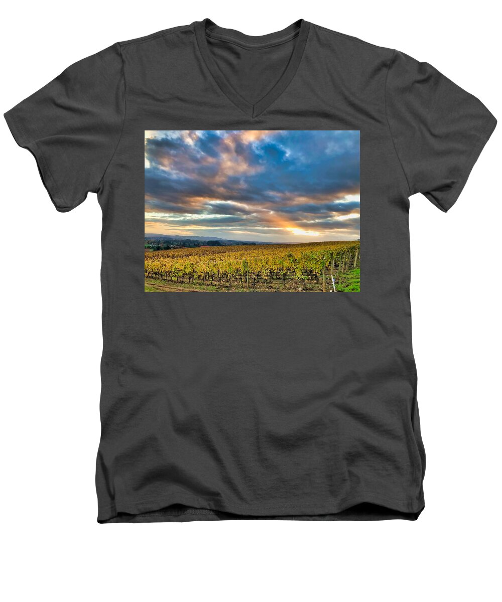 Willamette Men's V-Neck T-Shirt featuring the photograph Willamette Valley in Fall by Brian Eberly