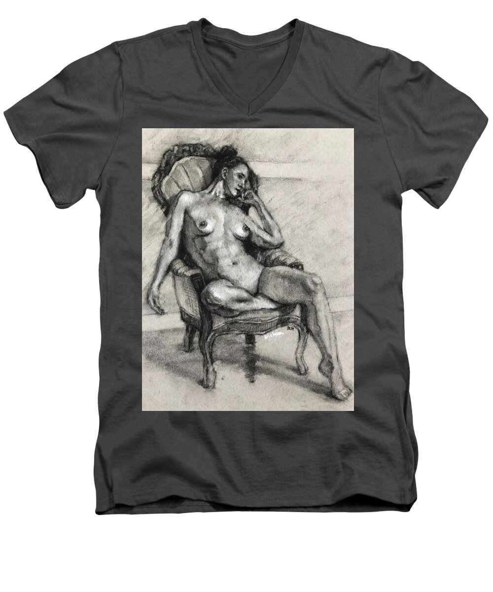  Men's V-Neck T-Shirt featuring the painting Astrid #2 by Jeff Dickson