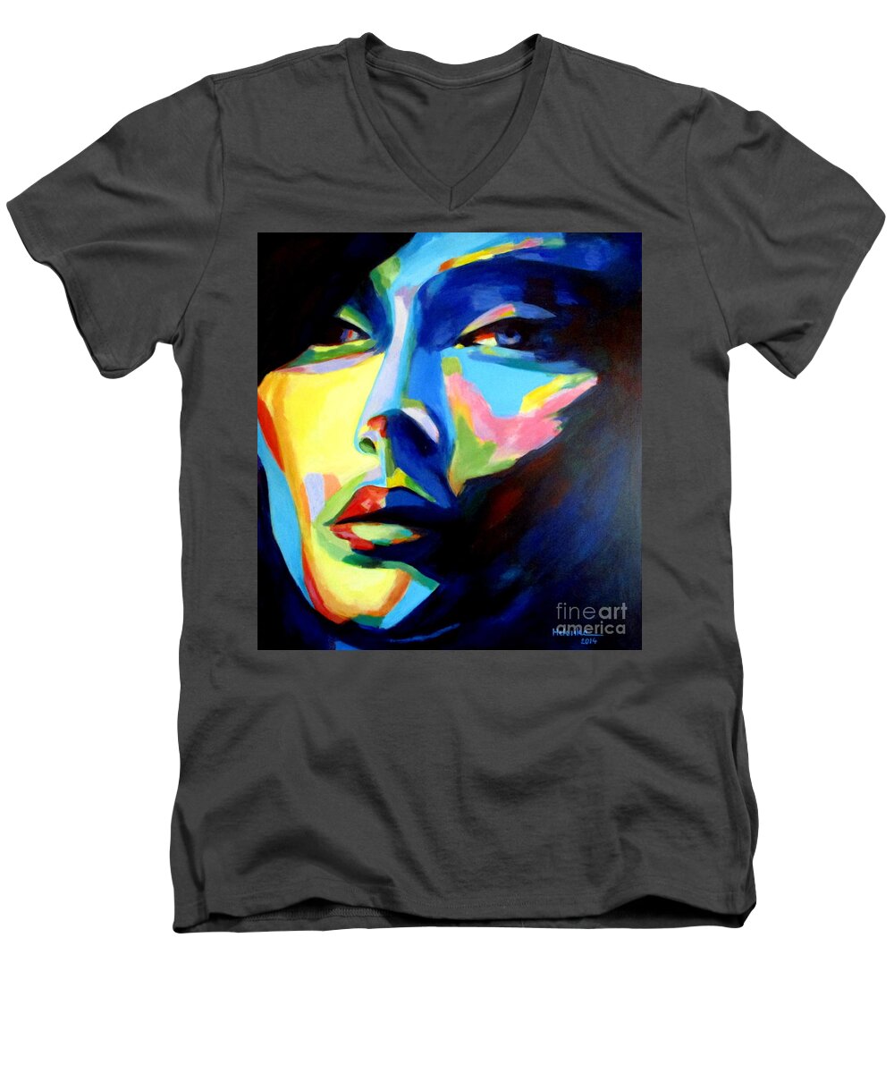 Affordable Original Art Men's V-Neck T-Shirt featuring the painting Desires And Illusions by Helena Wierzbicki
