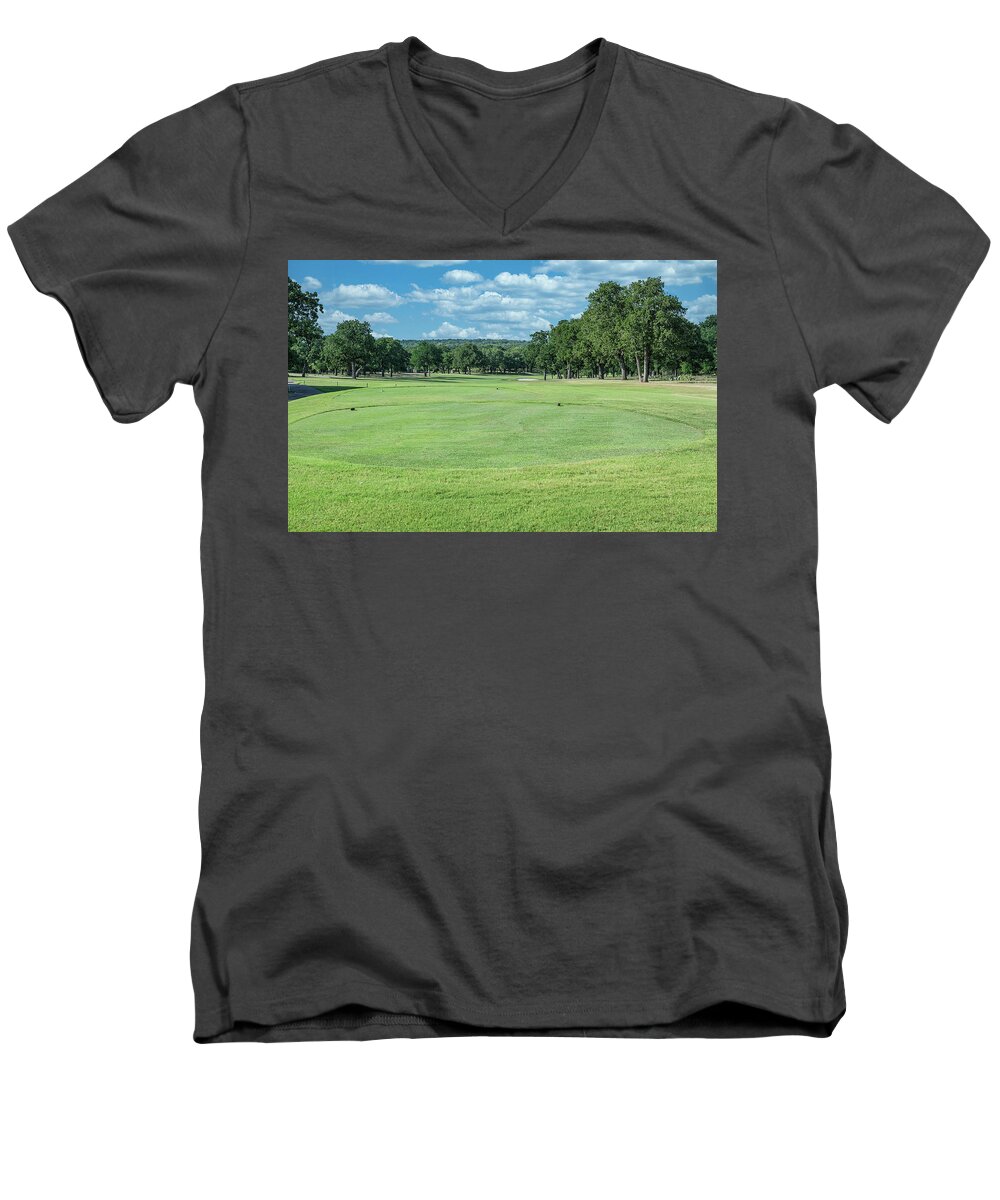 Cimarron Hills Men's V-Neck T-Shirt featuring the photograph Hole #1 #1 by John Johnson