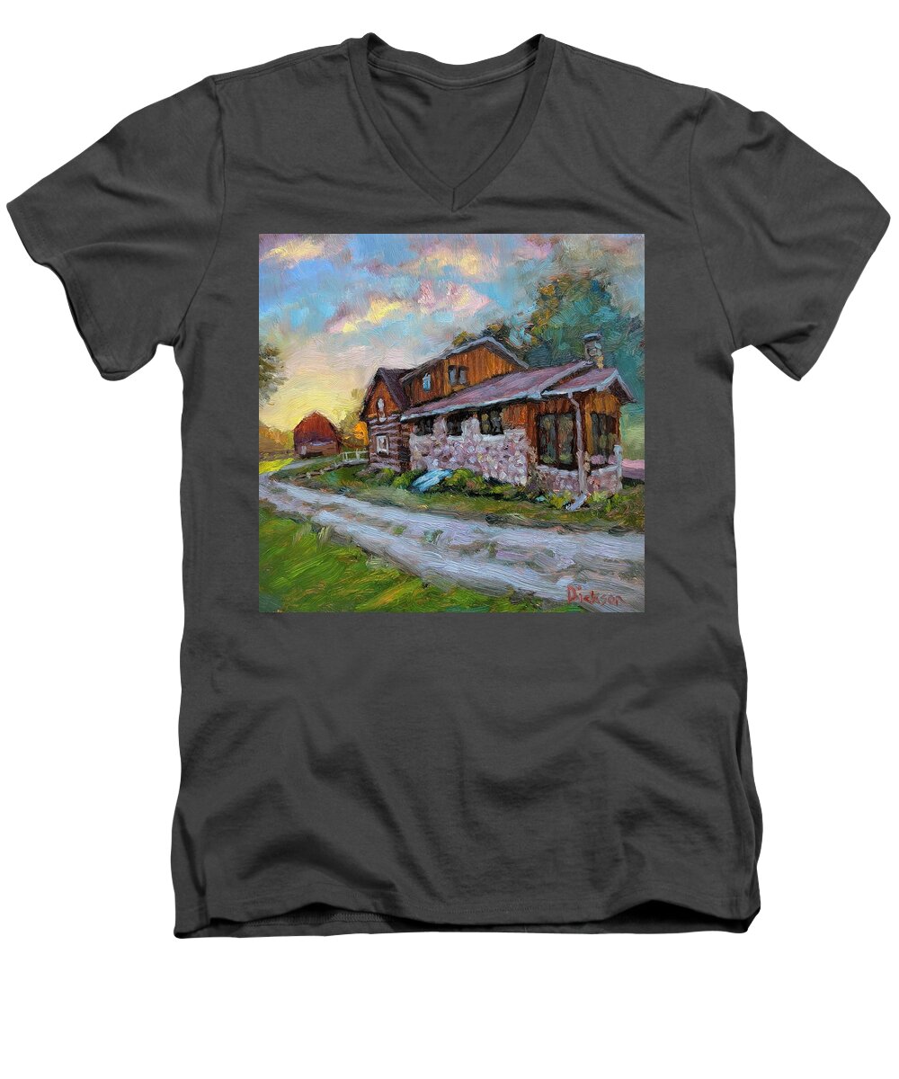  Men's V-Neck T-Shirt featuring the painting Home sweet home #1 by Jeff Dickson