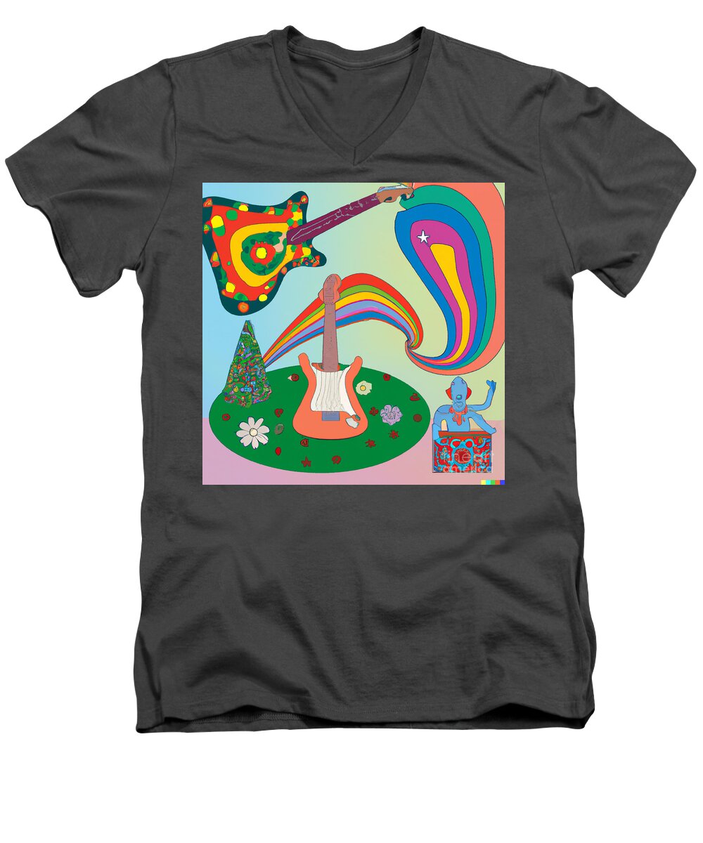 Poster Men's V-Neck T-Shirt featuring the mixed media Psy #4 by Steve Mitchell