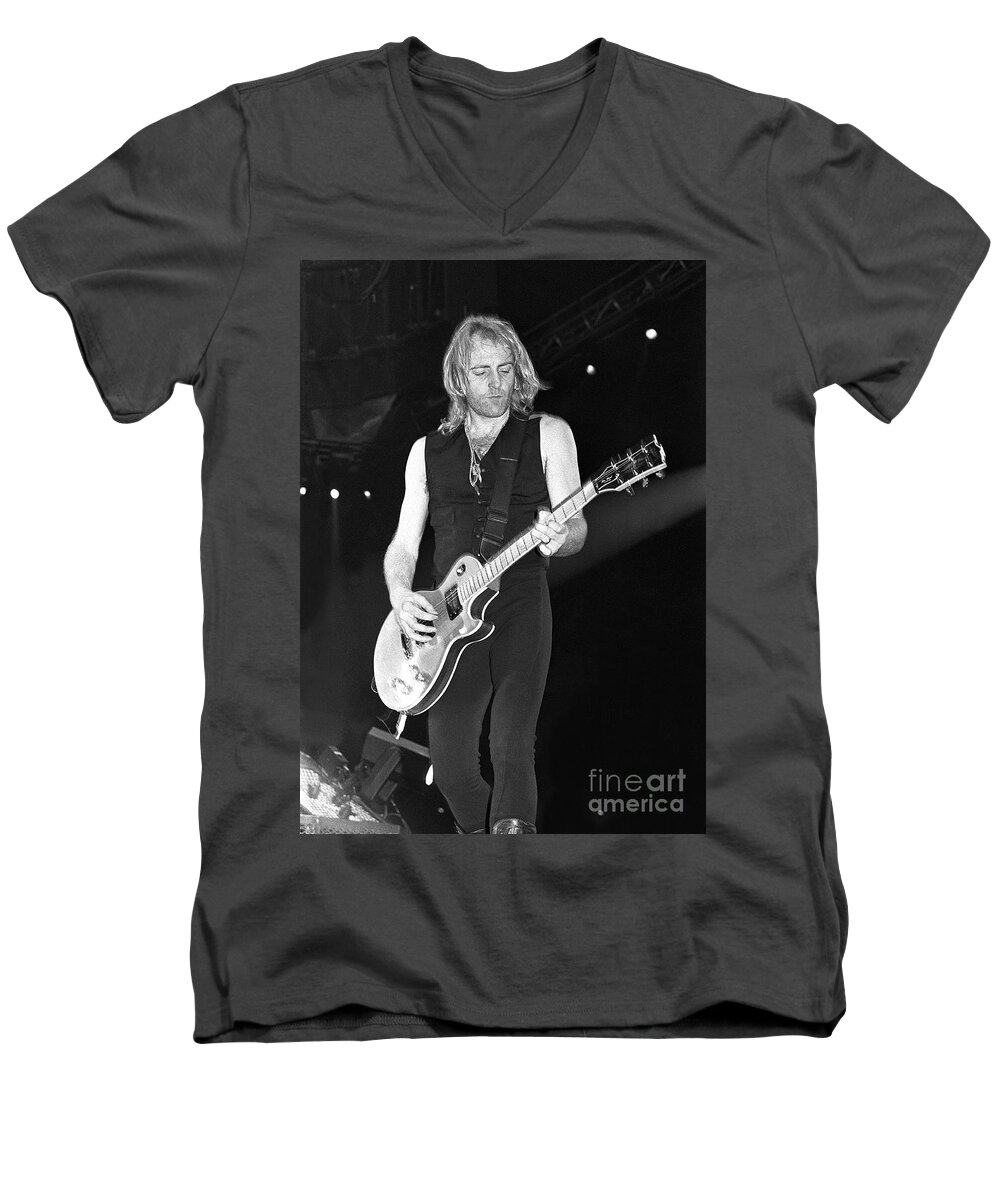 Lead Guitarist Men's V-Neck T-Shirt featuring the photograph Phil Collen - Def Leppard #2 by Concert Photos