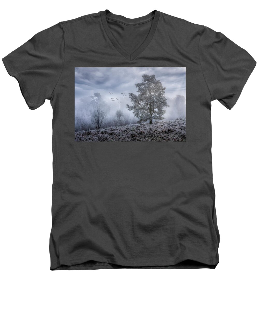 Fog Men's V-Neck T-Shirt featuring the photograph A-Foggy-Day by Chris Boulton