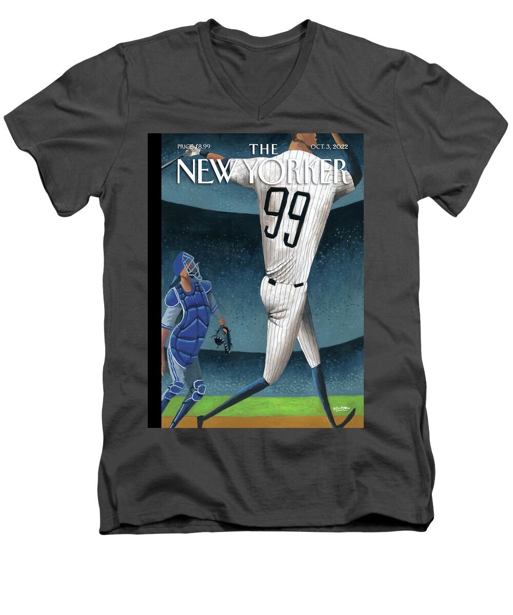 Baseball Men's V-Neck T-Shirt featuring the painting All Rise by Mark Ulriksen