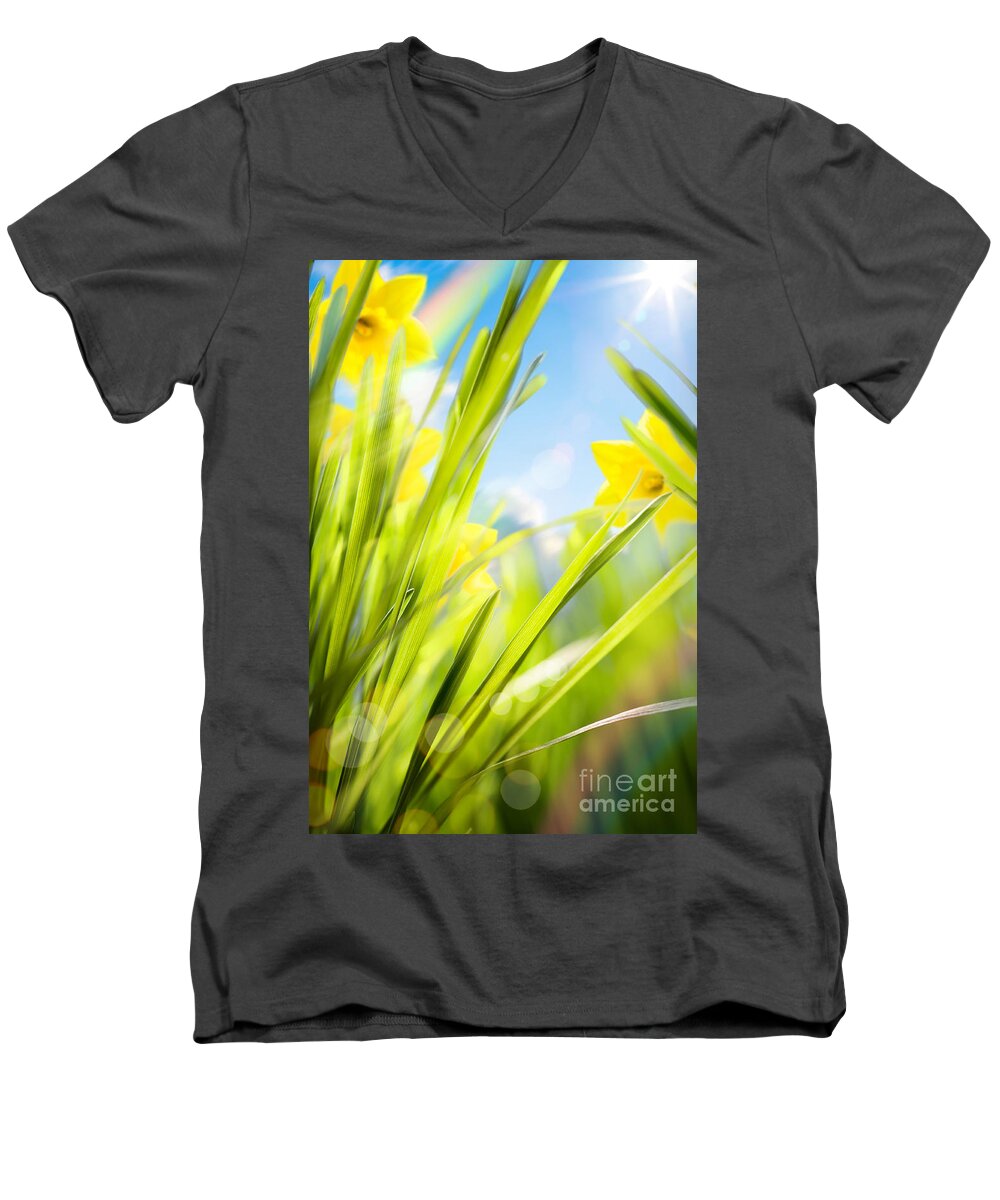 Spring Men's V-Neck T-Shirt featuring the photograph Abstract Spring Background by Boon Mee