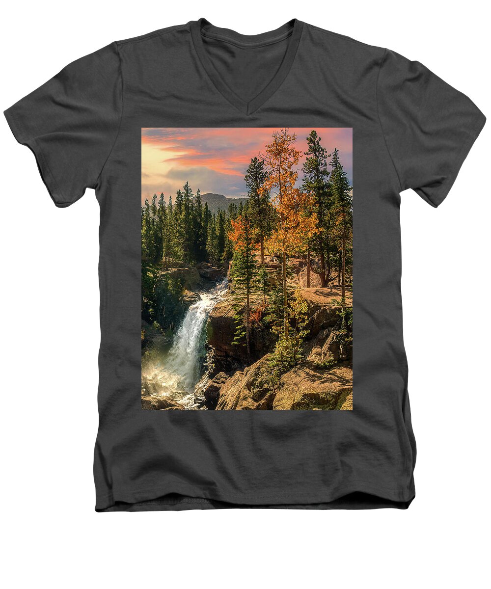  Men's V-Neck T-Shirt featuring the photograph Alberta Falls Colorado by G Lamar Yancy