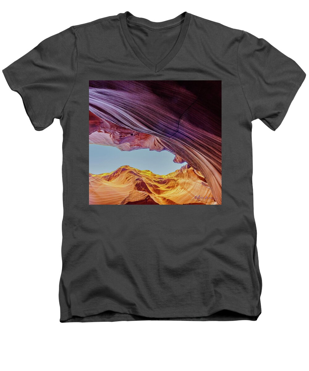 Landscape Men's V-Neck T-Shirt featuring the photograph Antilope Series 19 by Silvia Marcoschamer