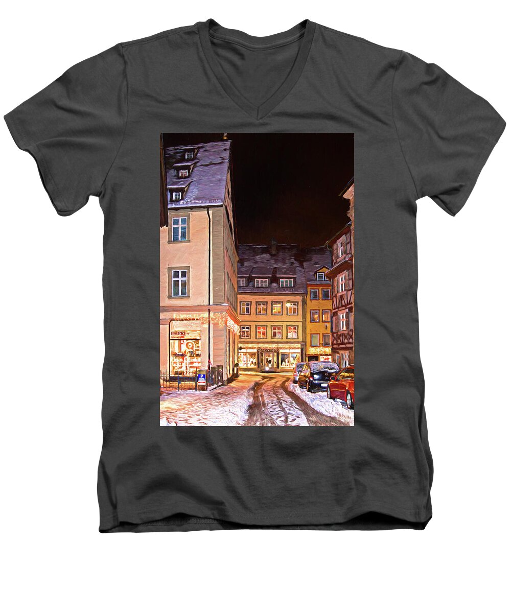 Bamberg Men's V-Neck T-Shirt featuring the photograph Bamberg in the winter by Tatiana Travelways