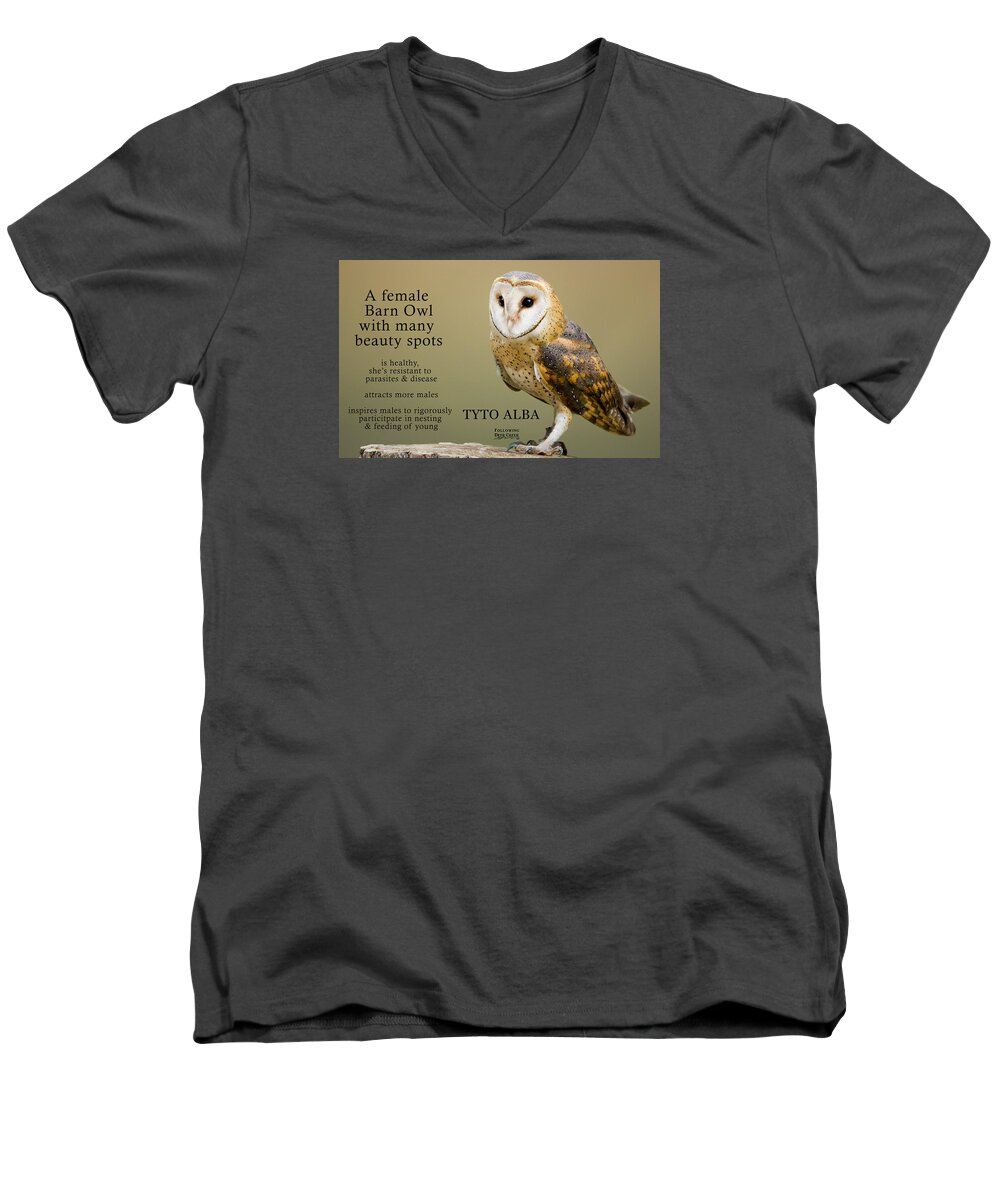 Barn Owl Men's V-Neck T-Shirt featuring the digital art Beauty Spots by Lisa Redfern