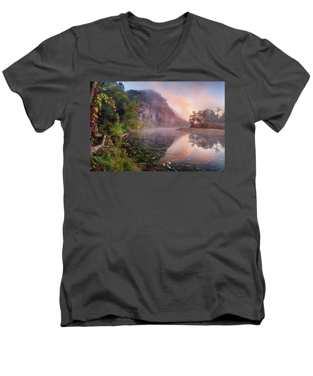 Dawn Men's V-Neck T-Shirt featuring the photograph Bee Bluff by Robert Charity