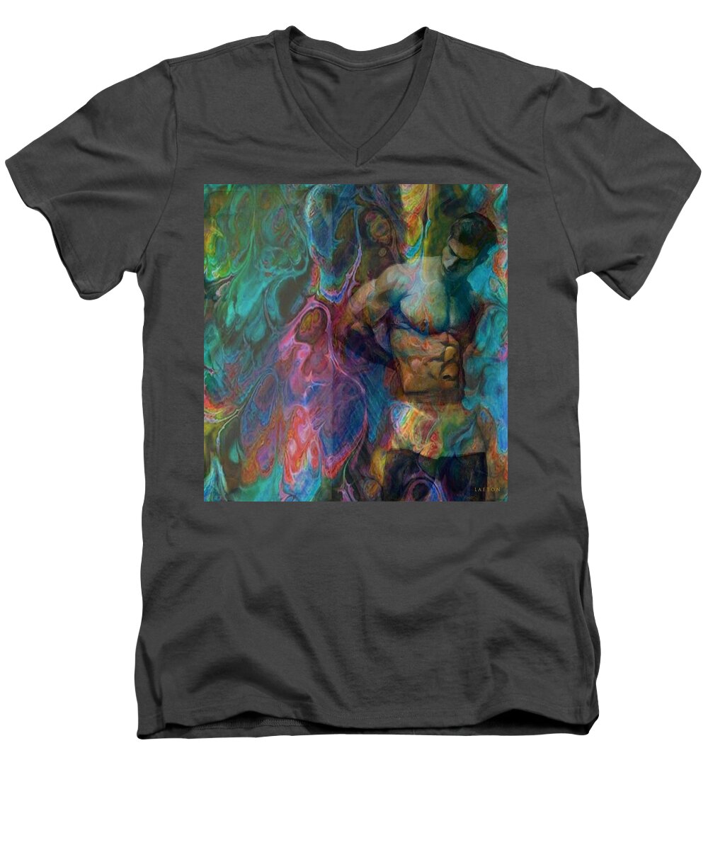 Sexy Men's V-Neck T-Shirt featuring the digital art Billy L by Richard Laeton